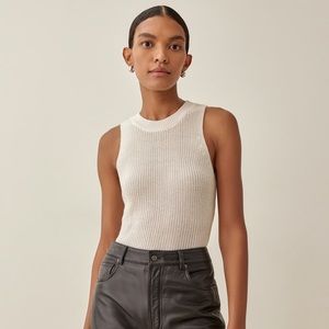 Reformation Knit Crop Top, White, Size Small